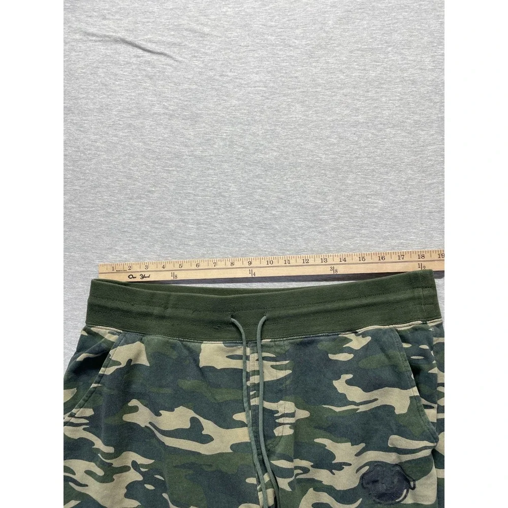 True Religion Jogger Pants Mens L Green Beige Camouflage Gym Training Drawstring